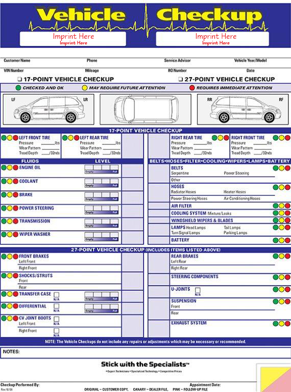 Chrysler vehicle checkup form #5