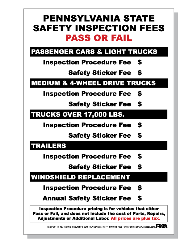 Pa Motorcycle Inspection Chart