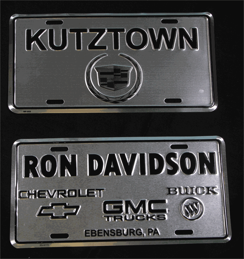 Stunning raised copy aluminum license plates.