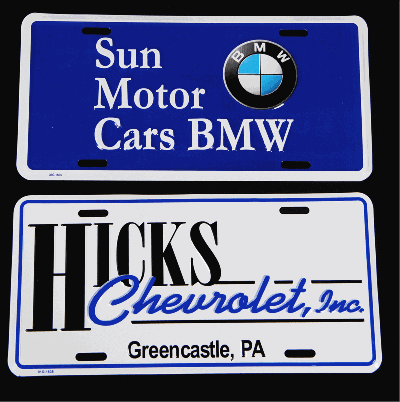 Stunning raised copy aluminum license plates.
