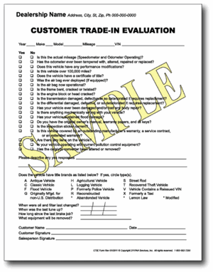 Customer Trade-In Evaluation Form